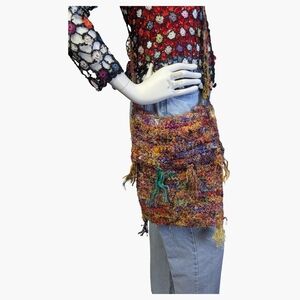 Boho Multicolor Textured Fringe Crossbody Festival Bag
